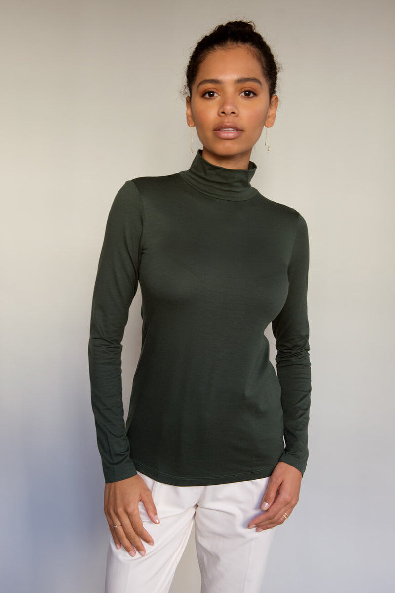 Feiner Rollkragenpullover aus Tencel